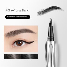(StyleC black) Ultra-fine 2 Point Eyebrow Pencil Liquid Eye brow Tattoo Long Lasting Waterproof Easy Grip Brow Pen Professional Eye Makeup