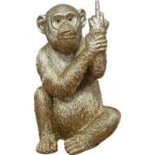 Novelty Resin Monkey Figurine | Up Yours | Gold | Size: Medium