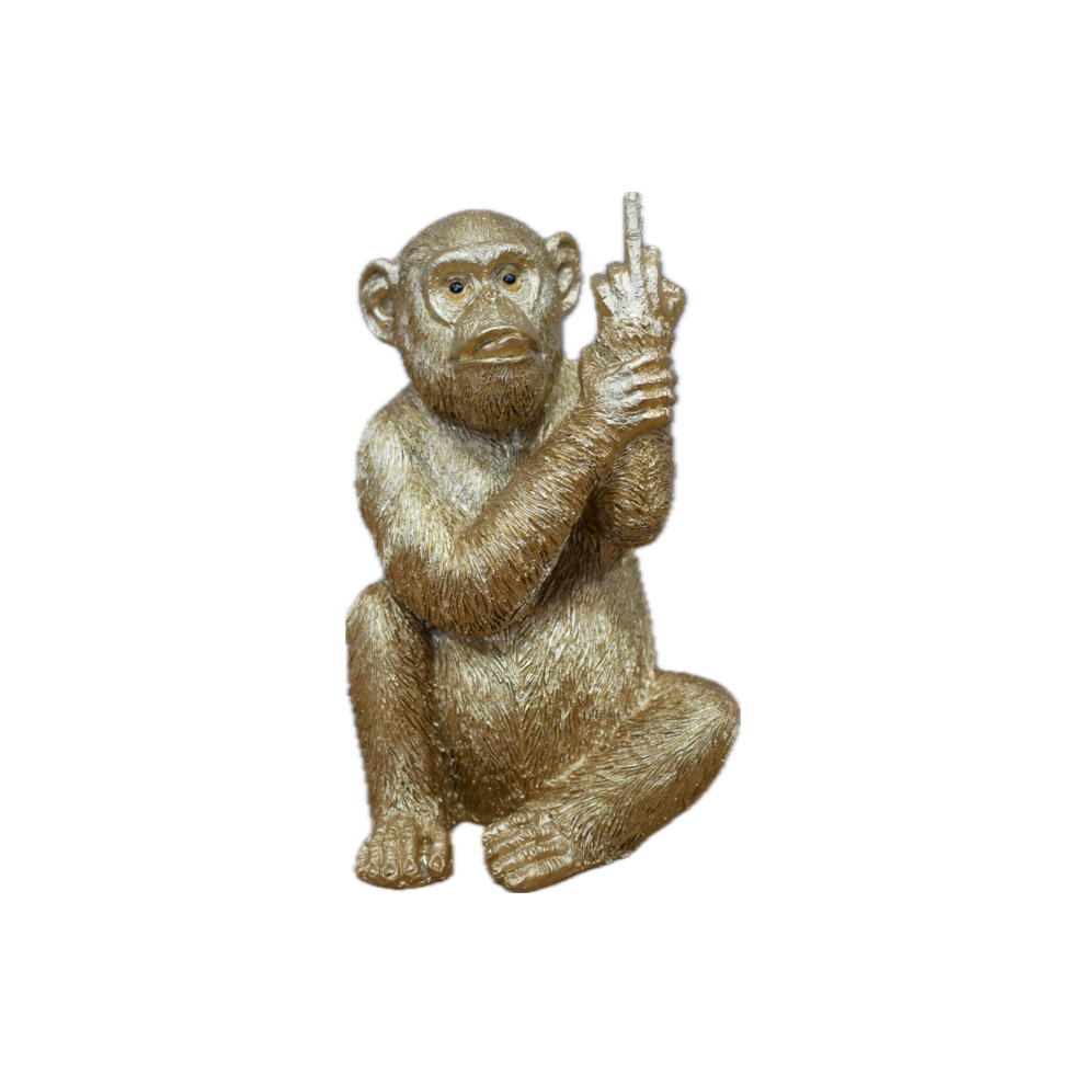 Novelty Resin Monkey Figurine | Up Yours | Gold | Size: Medium