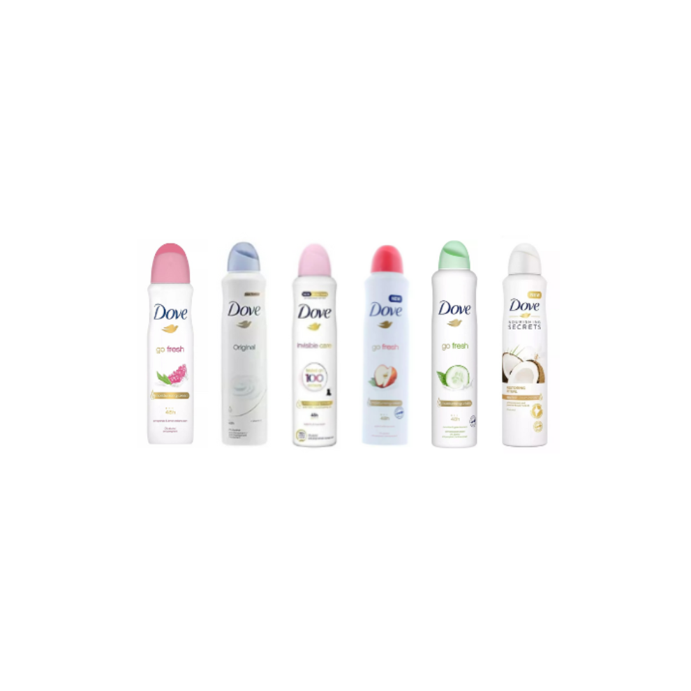 6 x 250ml Dove Women Deodorant Spray MIX Variants