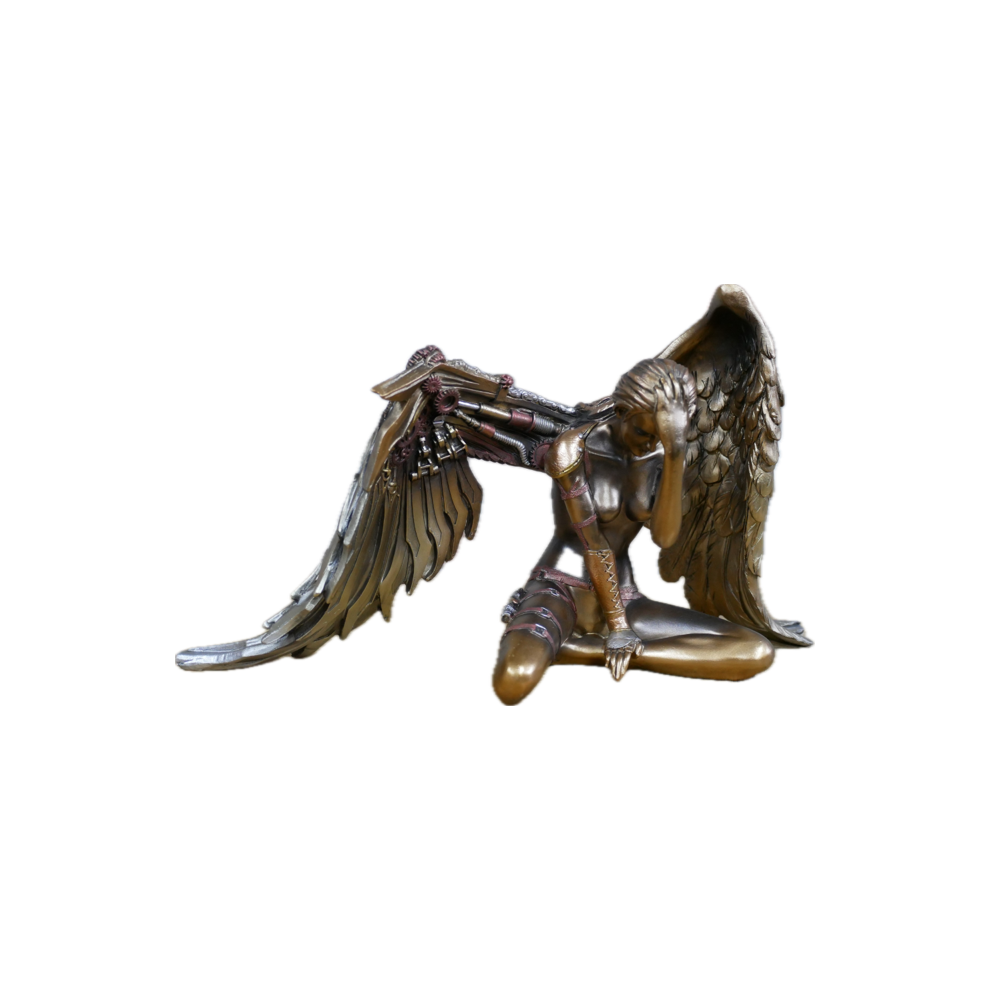 Steampunk Style Gold Resin Angel Figurine Decorative Ornament