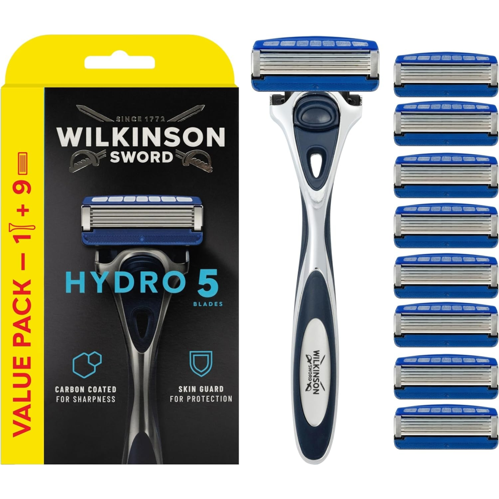 WILKINSON SWORD - Hydro 5 Razor For Men - Razor + 9 Razor Blades