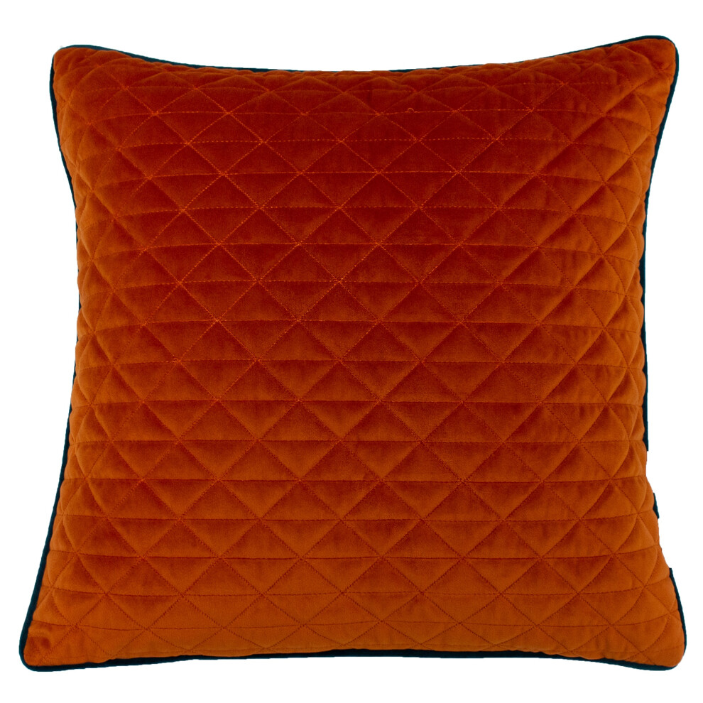 (One Size, Jaffa Orange/Teal) Riva Home Quartz Cushion Cover with Geometric Diamond Design-image-OPC-PF92HTV-NEW