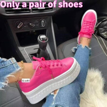 (Pink, 37?Foot Length23.5cm/9.4in) Ladies Shoes Thick Soled Chunky Pumps Trainers Casual Sneakers Round Toe Women