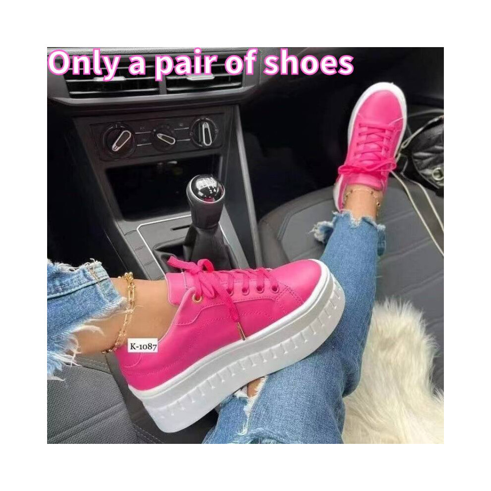 (Pink, 37?Foot Length23.5cm/9.4in) Ladies Shoes Thick Soled Chunky Pumps Trainers Casual Sneakers Round Toe Women