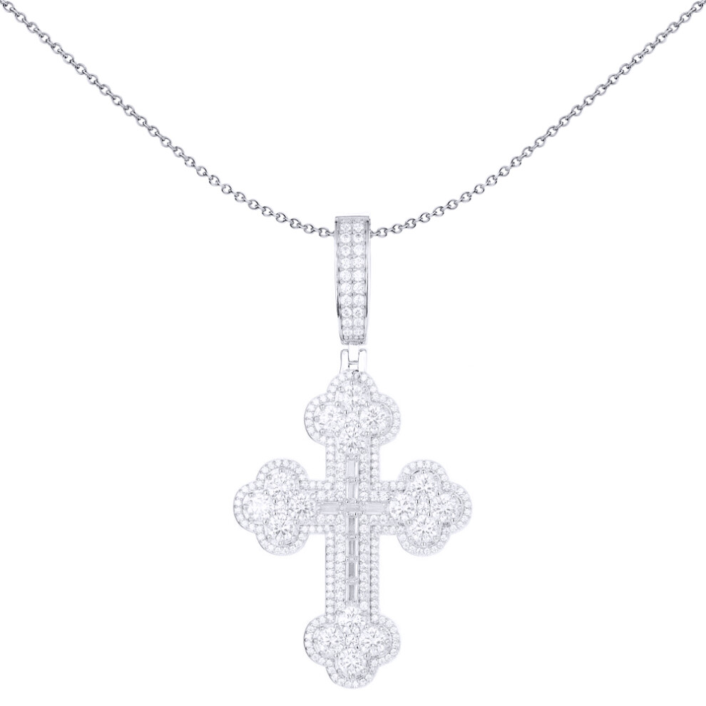 Silver  Baguette CZ Greek Baptismal Cross Pendant ½oz - APX050