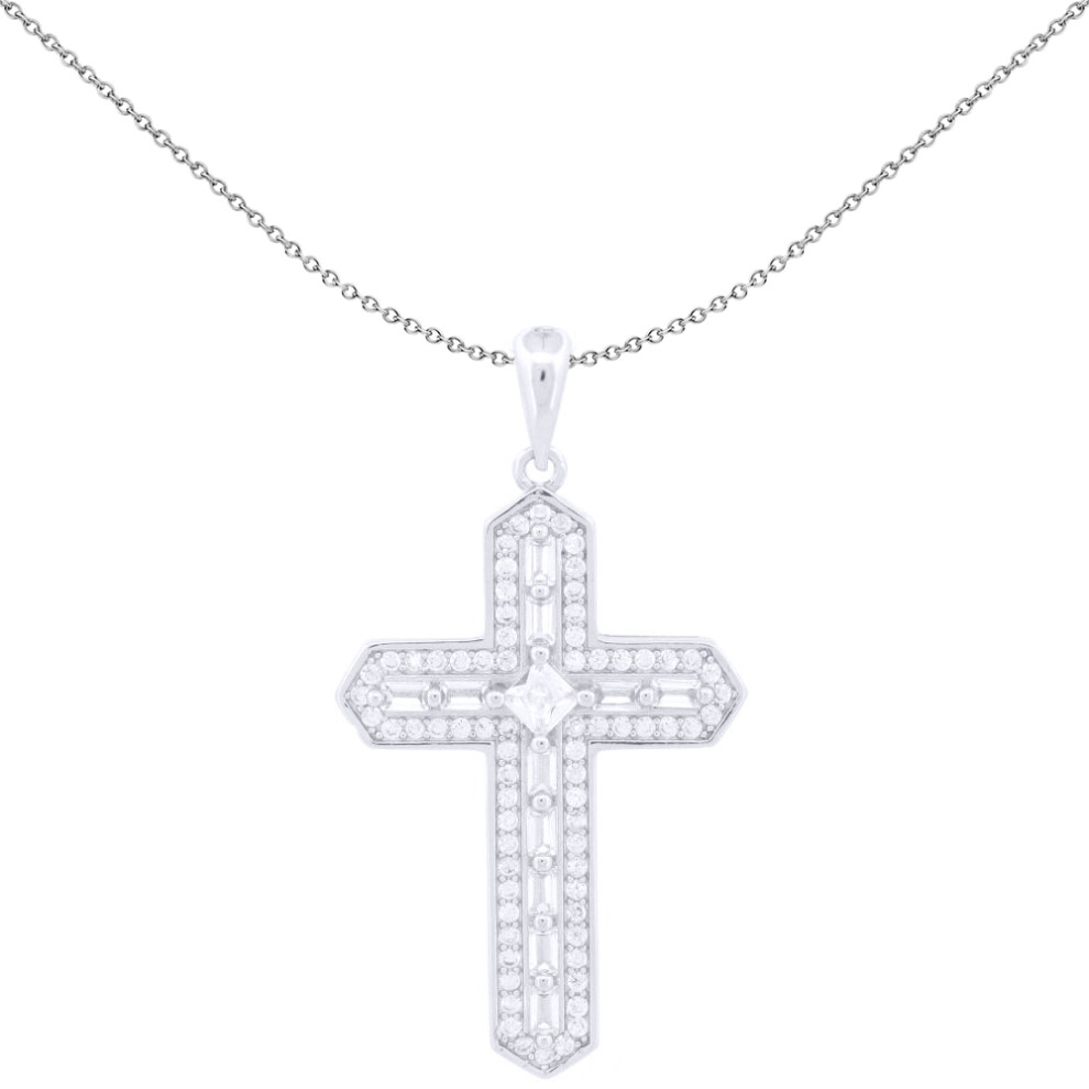 Silver  Princess  CZ Ancrusted Arrowhead Cross Pendant - APX057