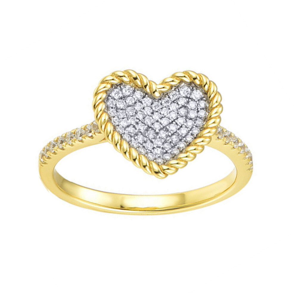 (M) Jewelco London 925 Siver 14ct Gold Plated CZ Set Heart Cluster Ring - ARN196