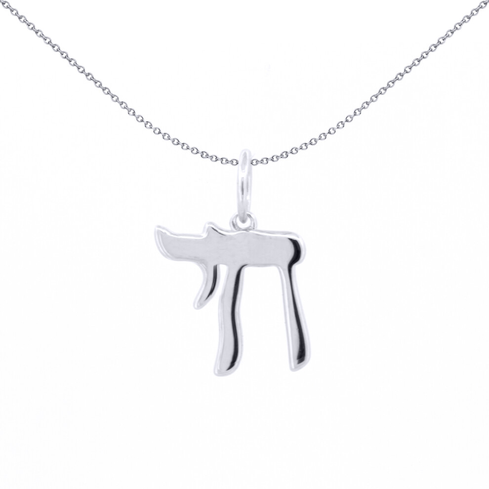 Jewelco London Unisex Rhodium Silver Hebrew Chai Life Charm Pendant - APD169