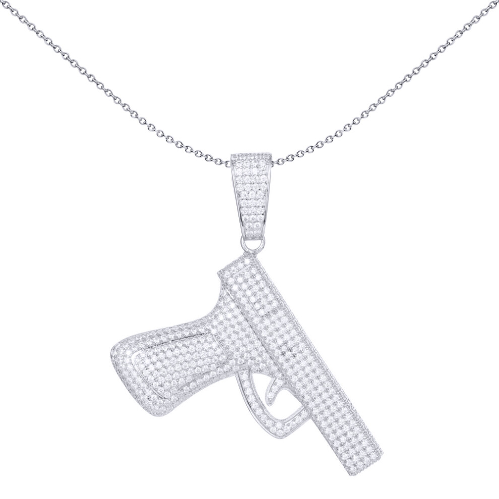 925 Silver  CZ Set Handgun Pendant - APD171