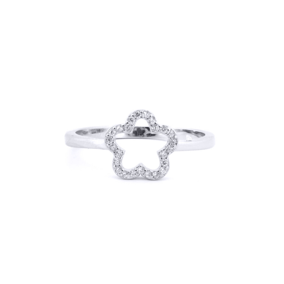 (L) Jewelco London 925 Silver Rhodium CZ Set Dress Ring - ARN183