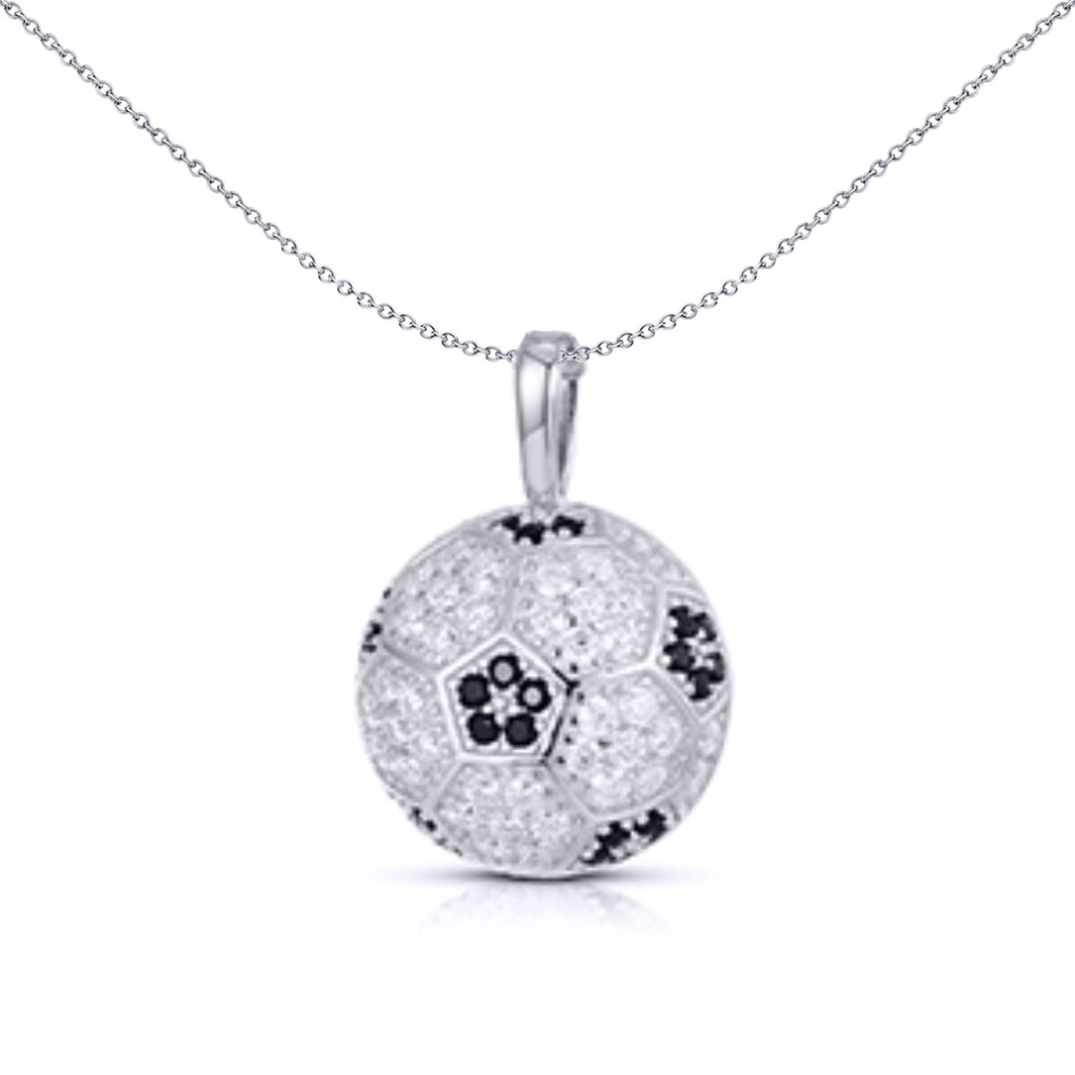 925 Silver  CZ Set Football Pendant - APD189