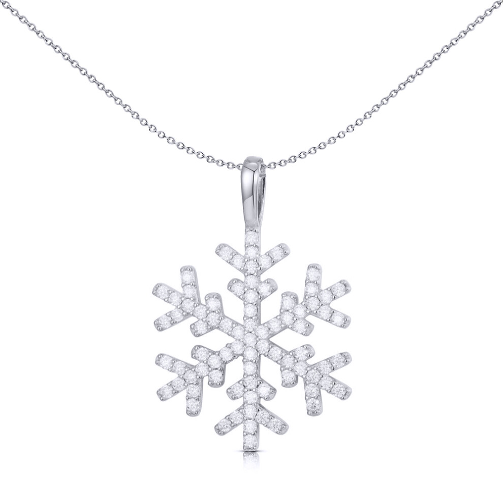 925 Silver  CZ Set Snowflake Pendant - APD185