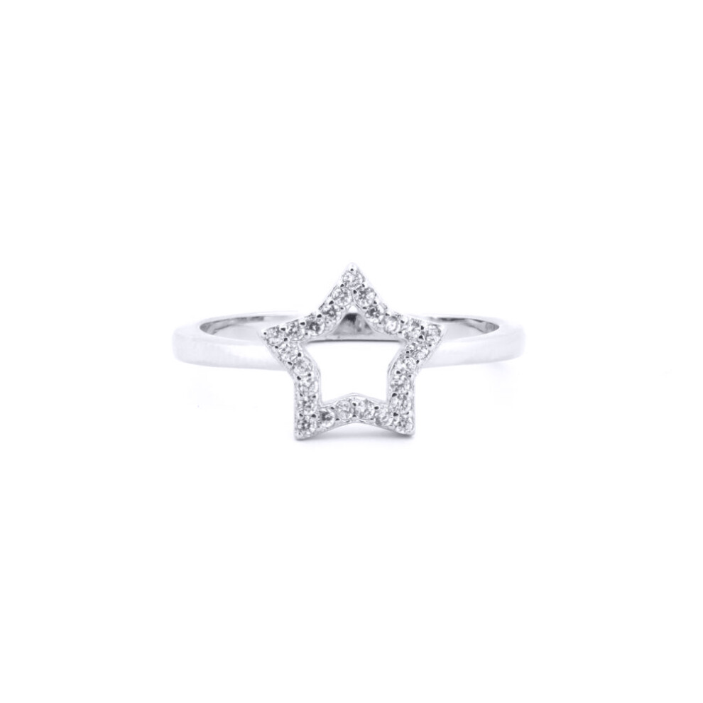 (J) Jewelco London 925 Silver Rhodium CZ Set Dress Ring - ARN185