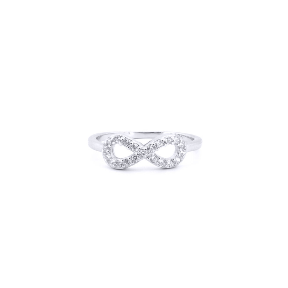 (K) Jewelco London 925 Silver Rhodium CZ Set Infiniti Ring - ARN182