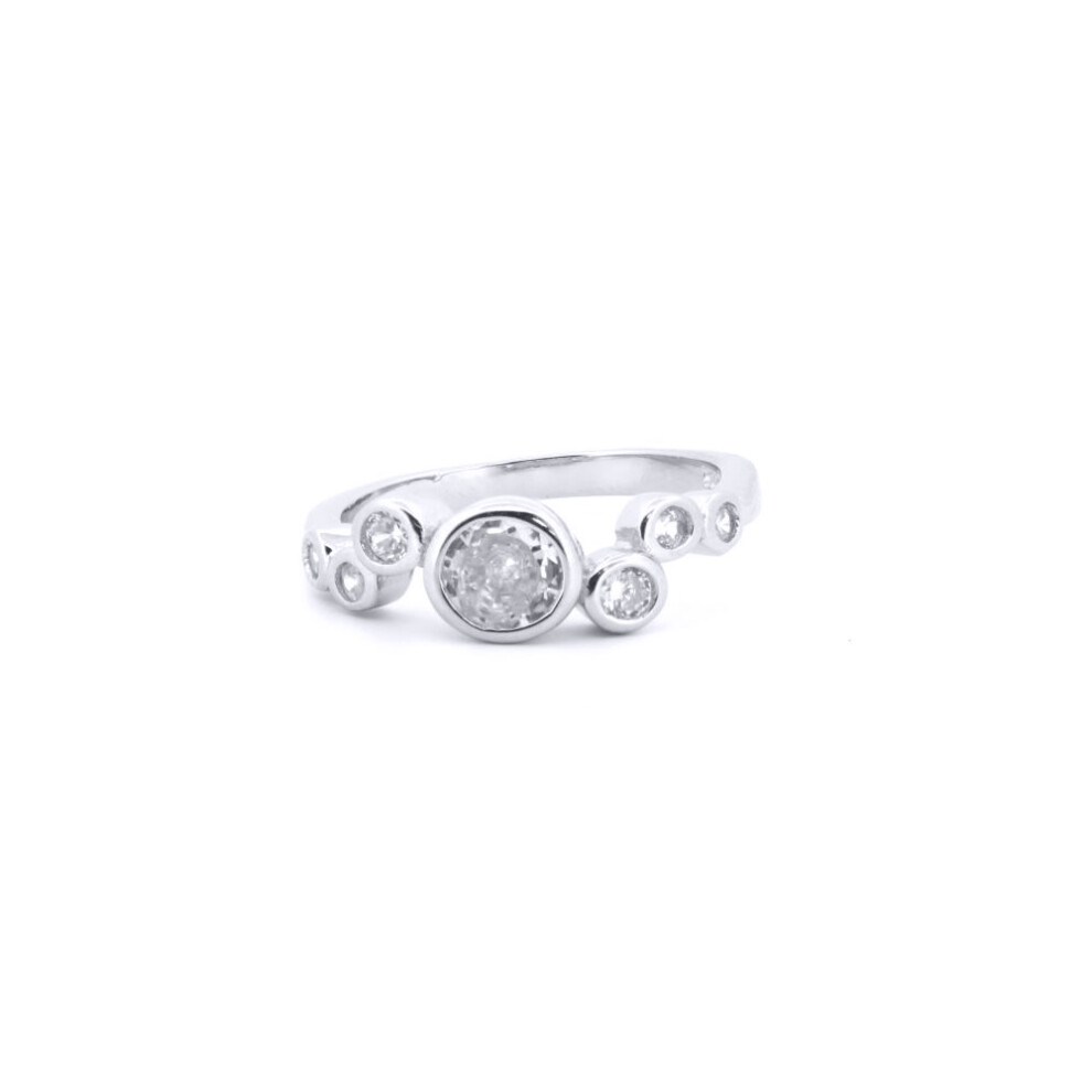 (J) Jewelco London 925 Silver Rhodium CZ Set Dress Ring - ARN175