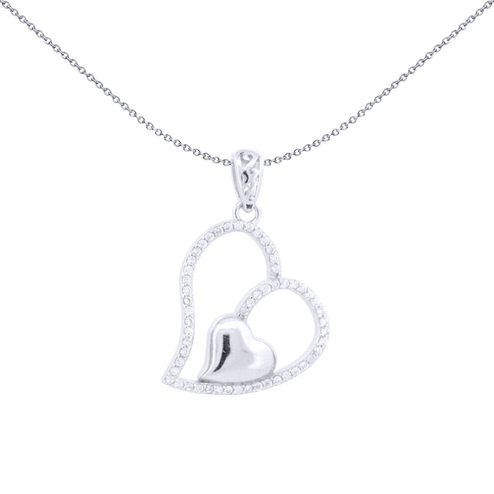 925 Silver  CZ Set Heart Pendant - APD208