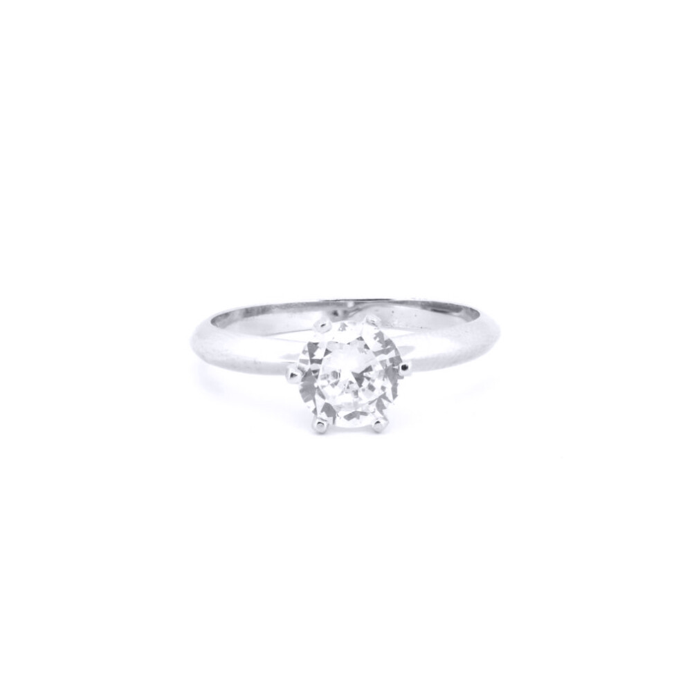 (J) Jewelco London 925 Silver Rhodium CZ Set Solitaire Ring - ARN181