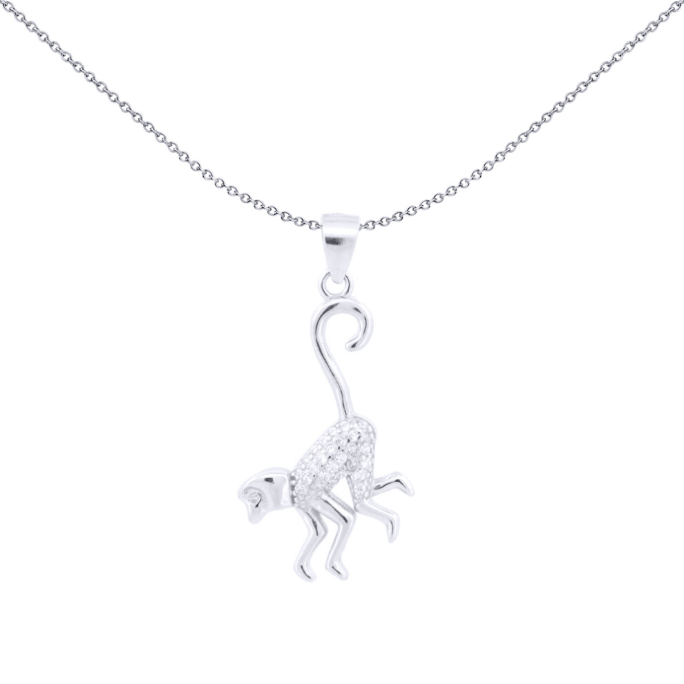 925 Silver  CZ Set Monkey Pendant - APD211