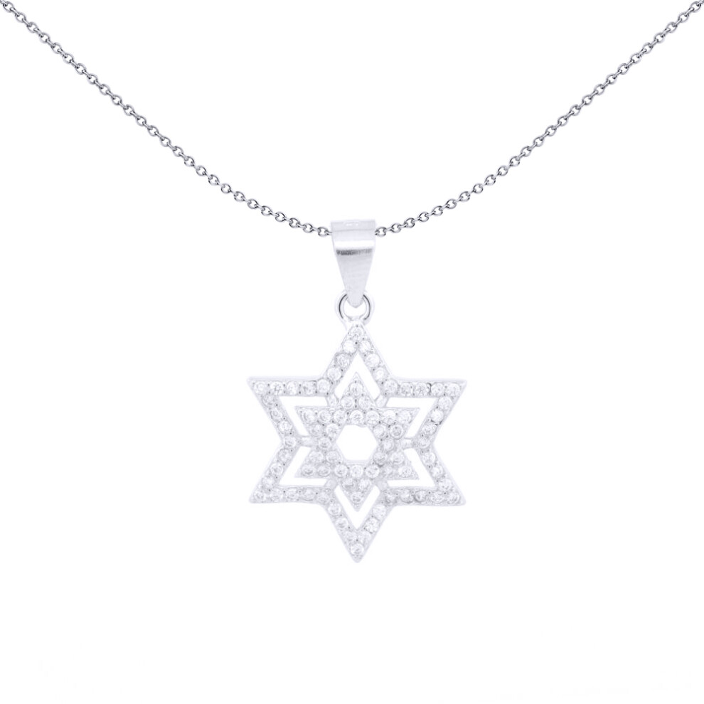 925 Silver  CZ Set Star of David Pendant - APD206