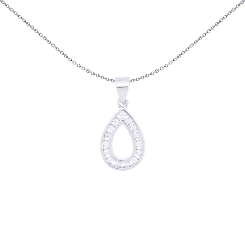 925 Silver  CZ Set Tear Drop Pendant - APD217