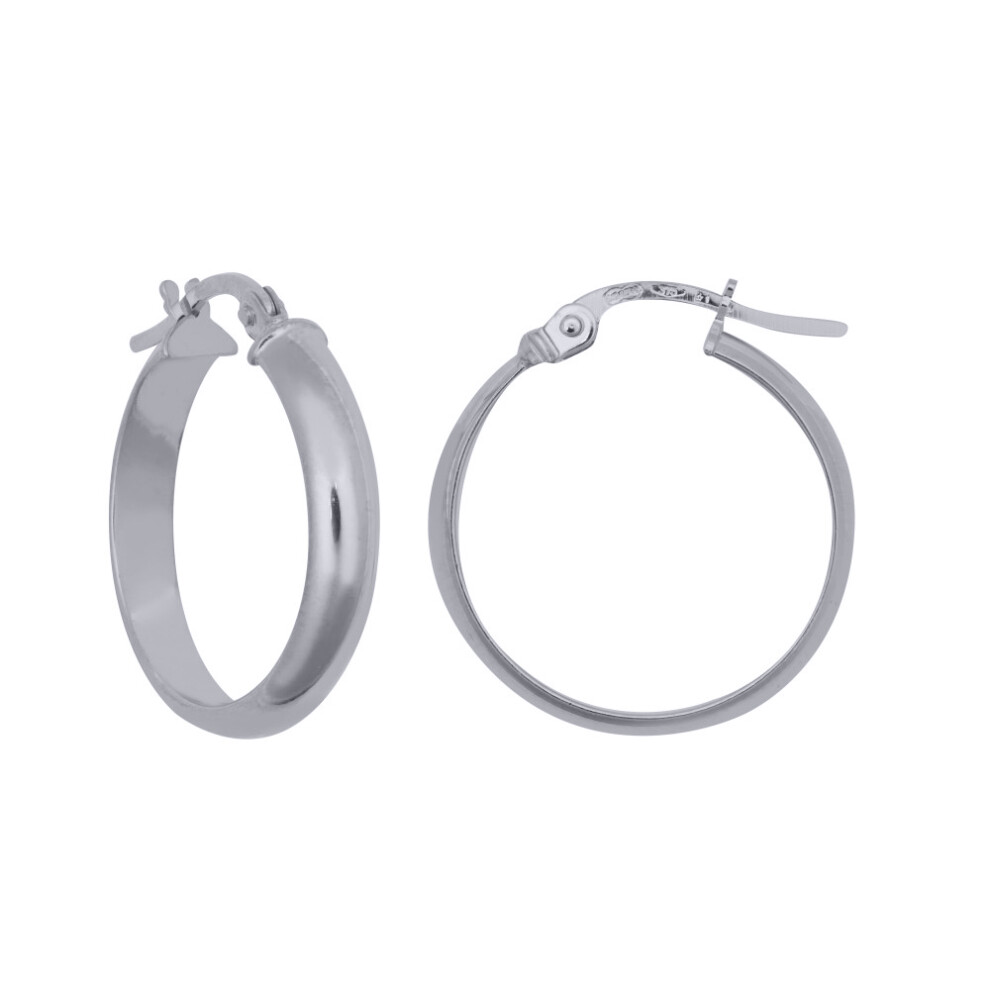 925 Silver  Wedding Band Style Hoop Earrings 20mm - AER135B