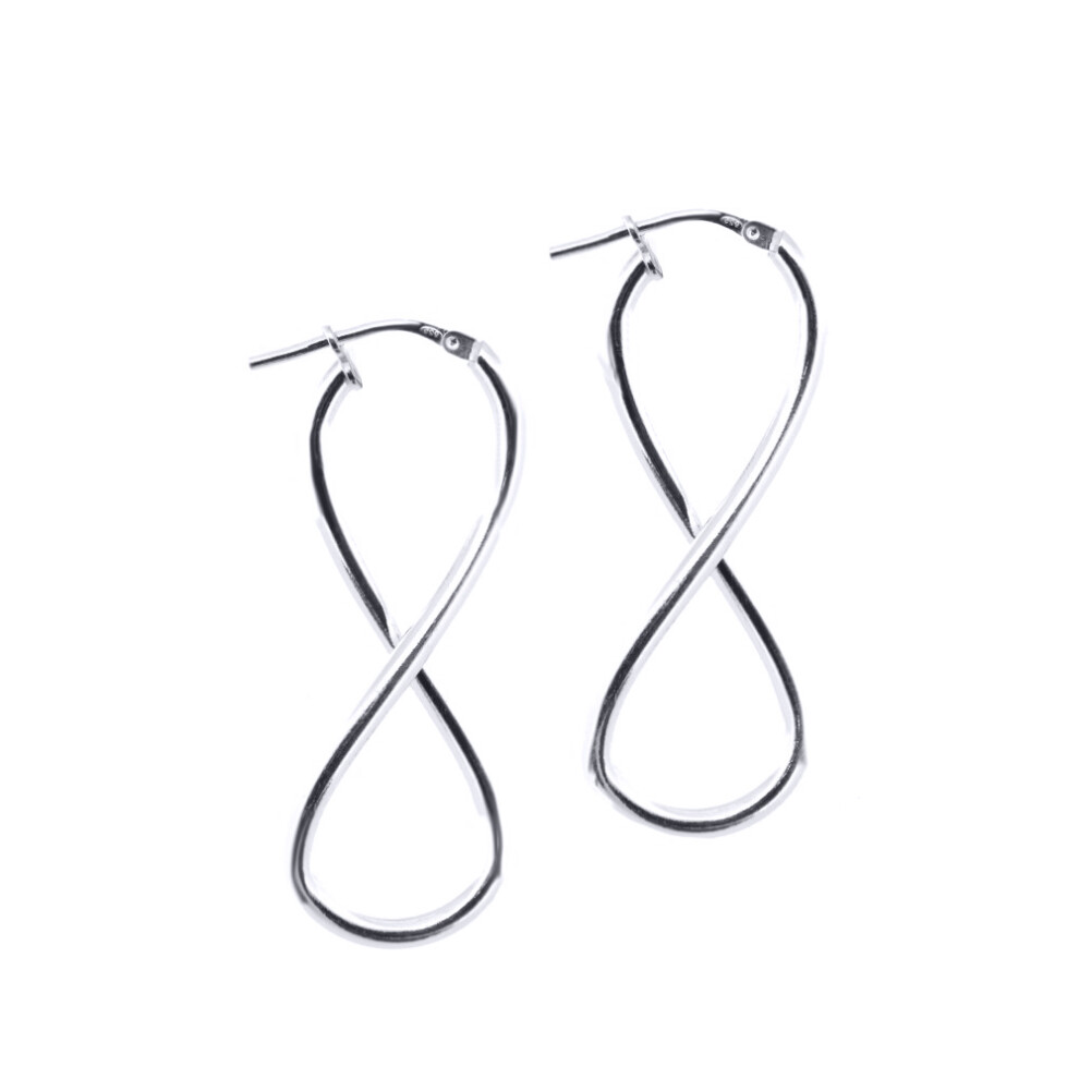 925 Silver  Polished Figure of Eight Hoop Earrings - AER136