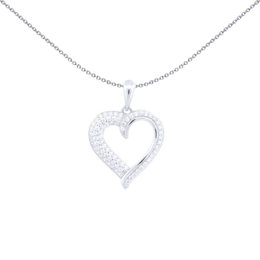 925 Silver  CZ Set Heart Pendant - APD214