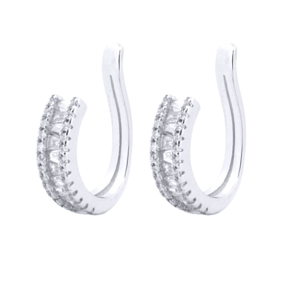 925 Silver  Rhodium Plated CZ Set Earrings - AER156