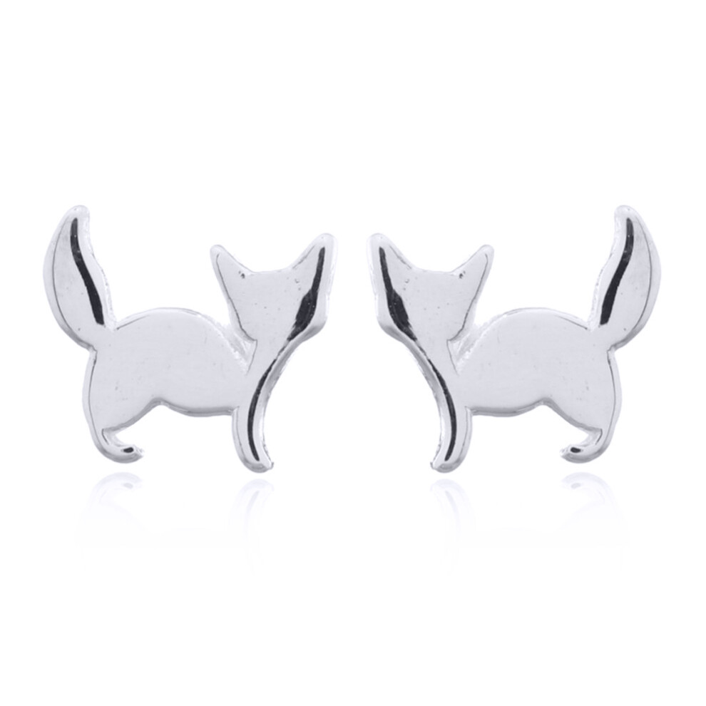 925 Silver  Cat Stud Earrings - AES146