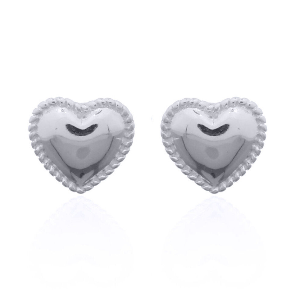 925 Silver  Heart Stud Earrings - AES142