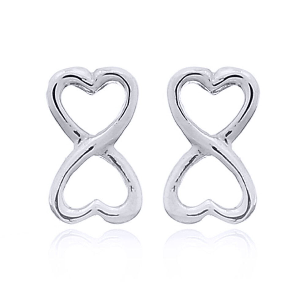 925 Silver  Infinity Heart Stud Earrings - AES154