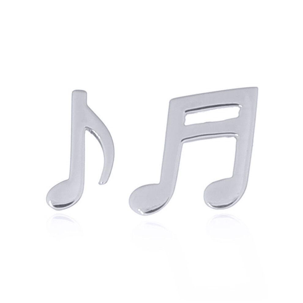 Jewelco London Rhodium Silver Semi Quavers Musical Notes Stud Earrings - AES158