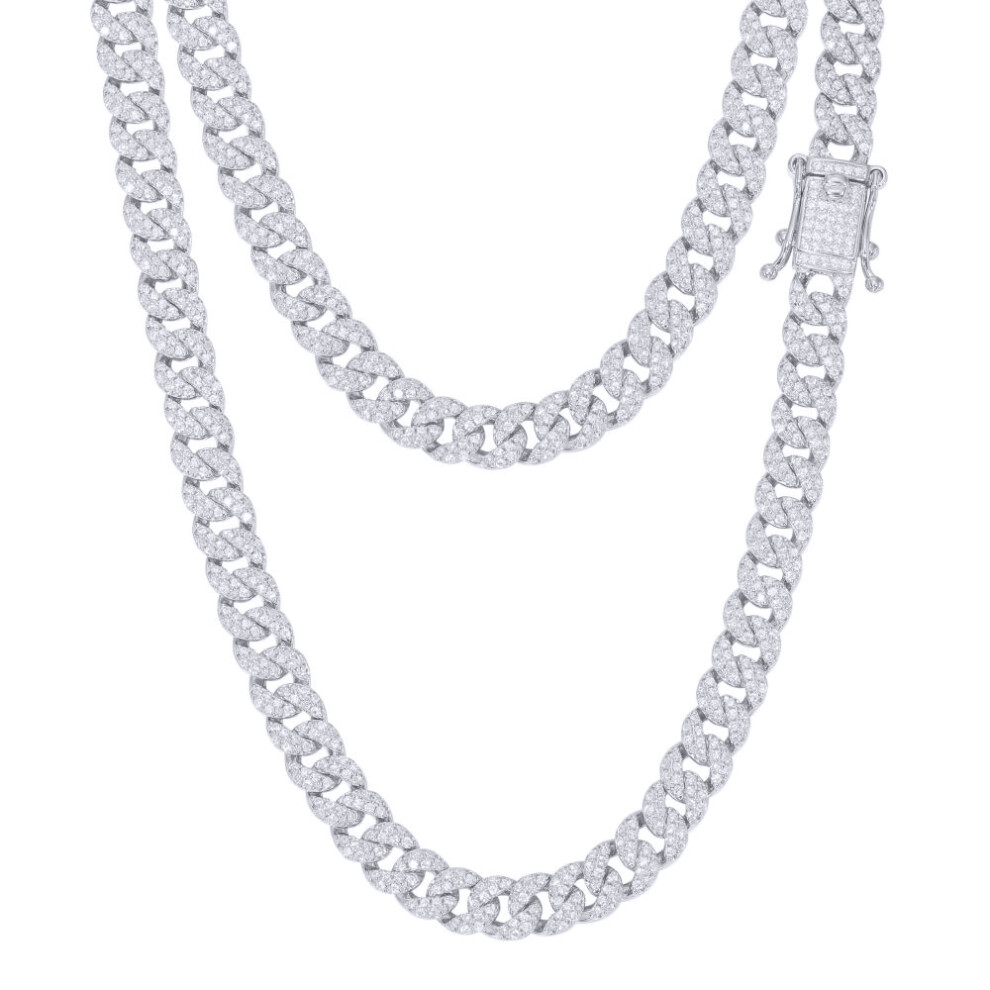 (22) Jewelco London 925 Silver CZ Set Cuban Chain 6.0mm - ABB198