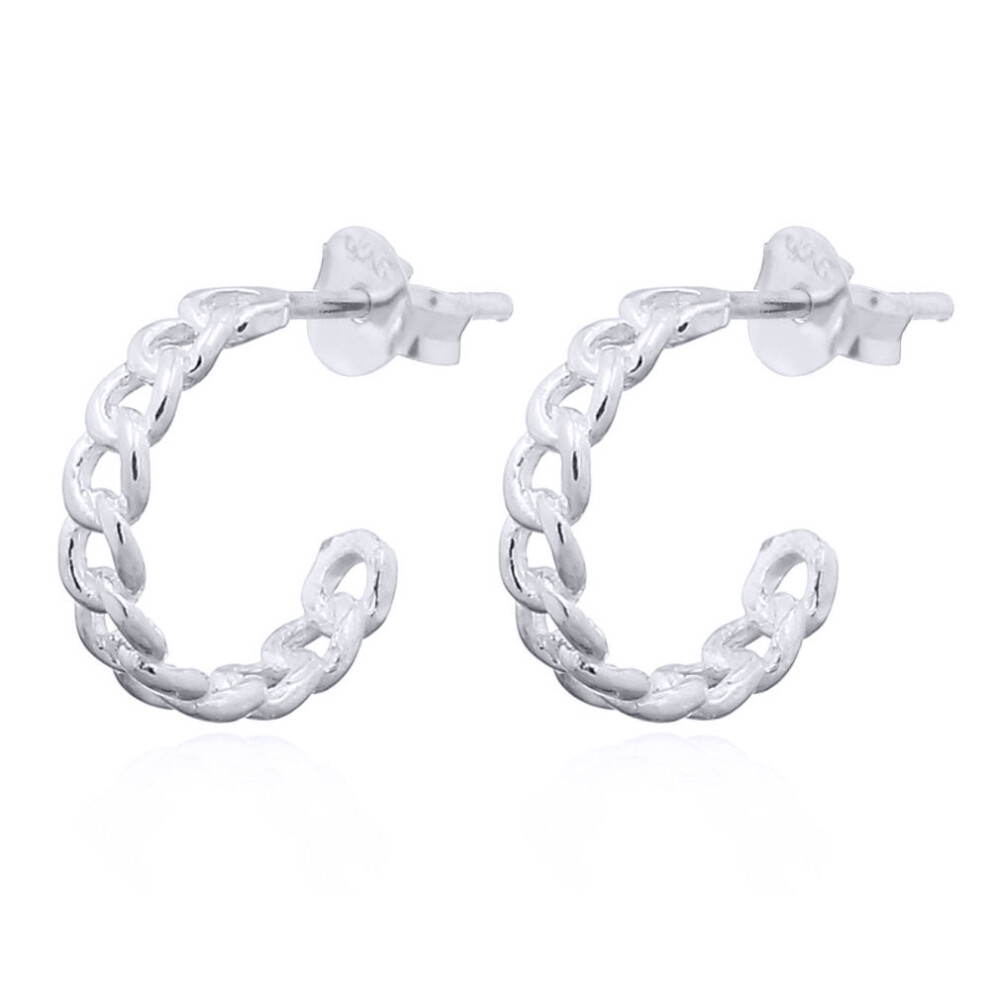 925 Silver  Curb Stud Earrings - AES166