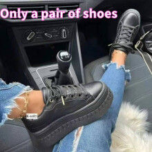 (Black, 39?Foot Length24.5cm/9.8in) Shoes Ladies Thick Soled Chunky Pumps Trainers Casual Sneakers Round Toe Women