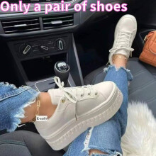 (Beige, 42?Foot Length26cm/10.24in) Shoes Ladies Thick Soled Chunky Pumps Trainers Casual Sneakers Round Toe Women