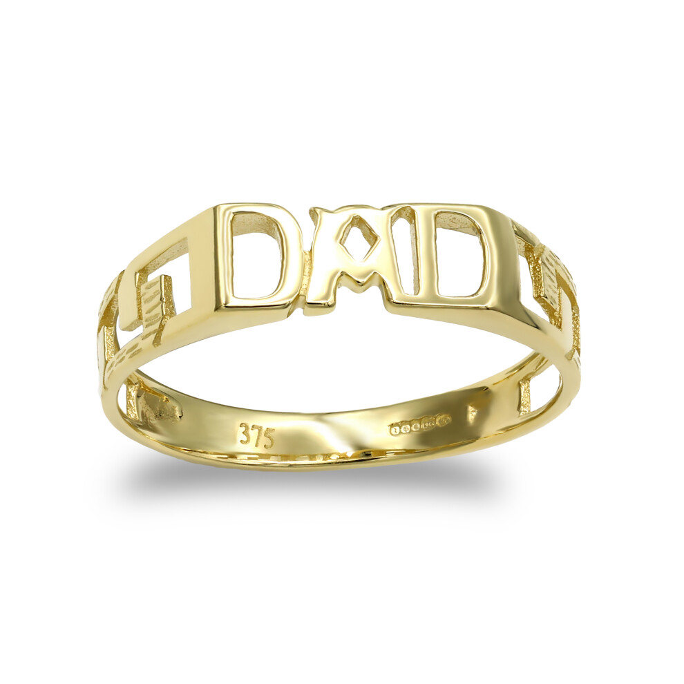 (U) Jewelco London Men's Solid 9ct Yellow Gold Curb Link Sides DAD Ring - JRN126