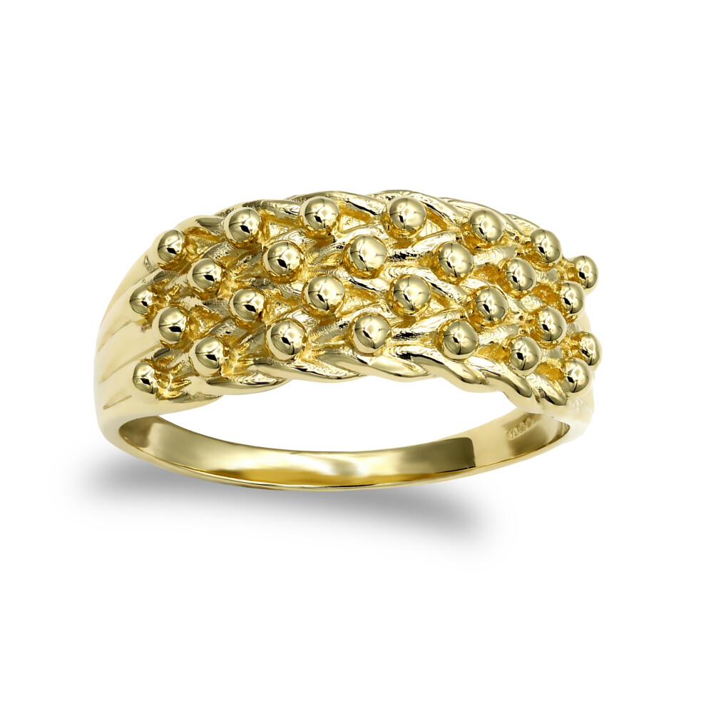 (T) Jewelco London Men's Solid 9ct Yellow Gold 4 Row Keeper Rope Edge Ring