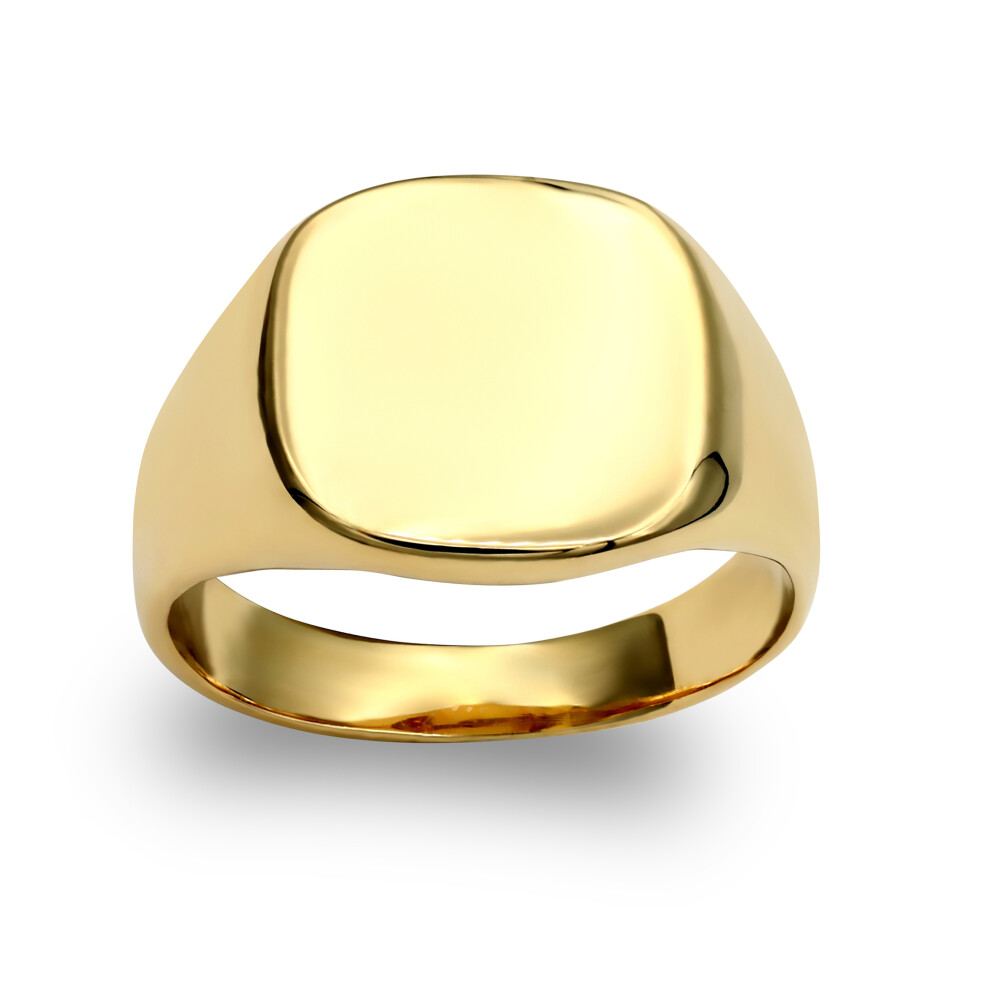 (O) Jewelco London Men's Solid 9ct Yellow Gold Square Cushion Signet Ring