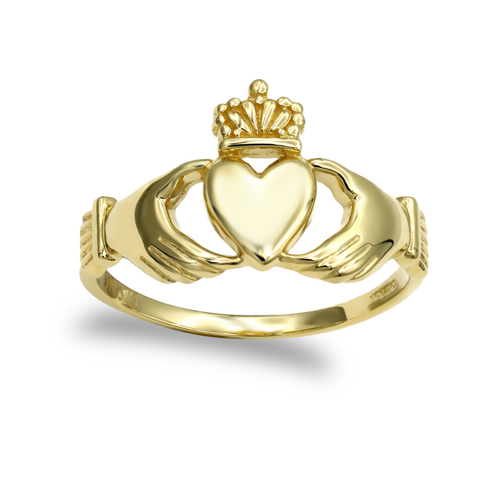 (M) Jewelco London Men's Solid 9ct Yellow Gold Claddagh (Chladaigh) Ring