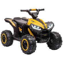 (Yellow) 12V Kids ATV Quad Car with Forward & Backward Function, Four Wheeler for Kids with Wear-Resistant Wheels, Music, Electric Ride-on ATV for Toddlers
