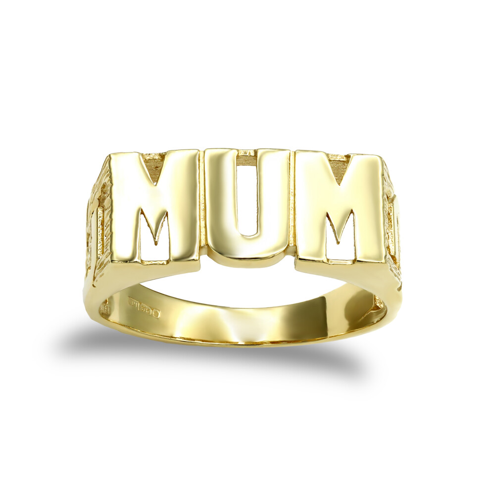 (L) Jewelco London Ladies Solid 9ct Yellow Gold Curb Link Sides MUM Ring