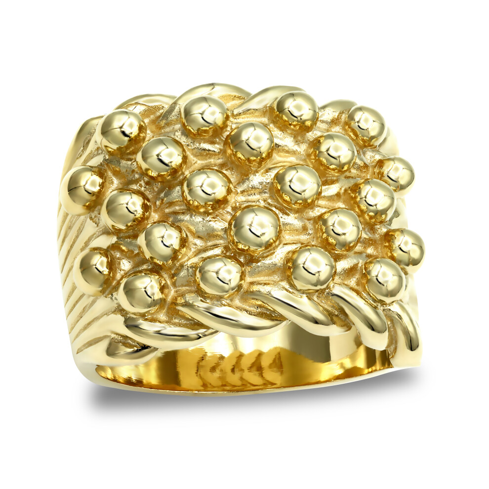 (X) Jewelco London Men's Solid 9ct Yellow Gold 5 Row Keeper Rope Edge Ring