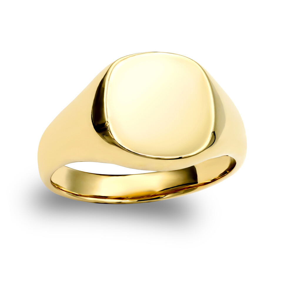 (Y) Jewelco London Men's Solid 9ct Yellow Gold Square Cushion Signet Ring - JRN148