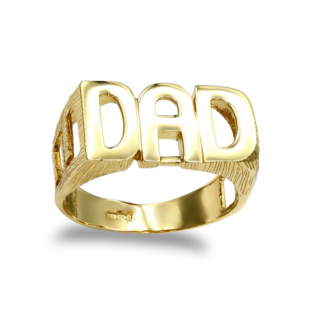 (Z) Jewelco London Men's Solid 9ct Yellow Gold Curb Link Sides DAD Ring - JRN129