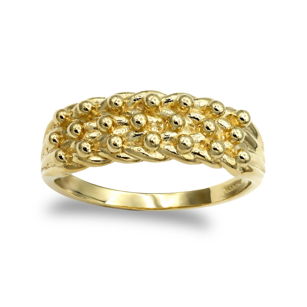 (M) Jewelco London Men's Solid 9ct Yellow Gold 3 Row Keeper Rope Edge Ring
