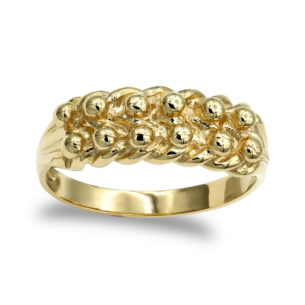 (P) Jewelco London Men's Solid 9ct Yellow Gold 2 Row Keeper Rope Edge Ring