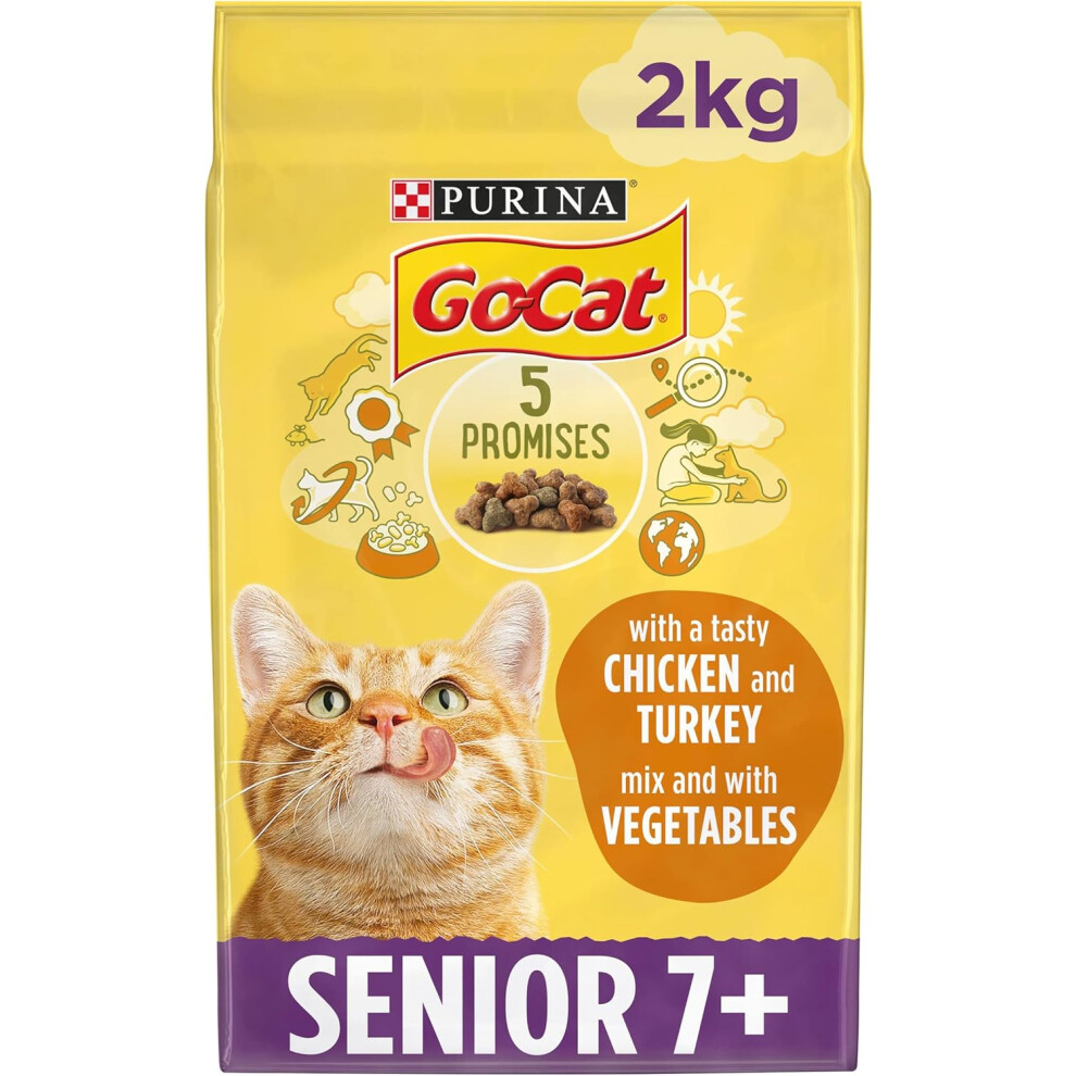 Go-Cat Senior Chicken & Veg Dry Cat Food 2kg, Pack of 4