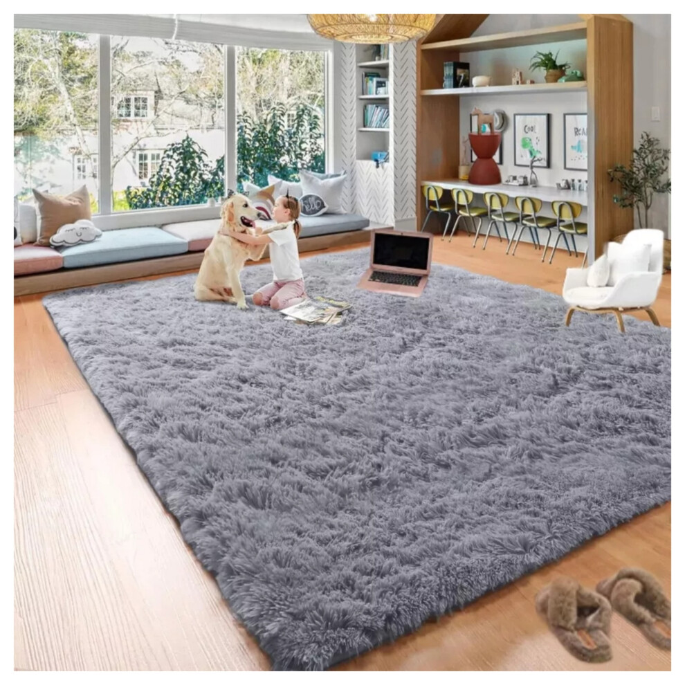 (60 x 220 cm (2 ft x 7 ft 3 in)-Runner Rug, Grey) Anti Slip Shaggy Rug For Living Room Runner Carpet